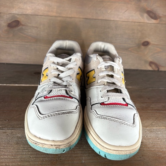 new balance 550 kids youth size 5 shoes white leather comfort casual sneakers - Picture 4 of 8